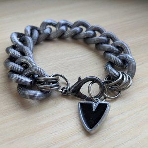 ANTIQUED STAINLESS STEEL CURB CHAINLINK BRACELET